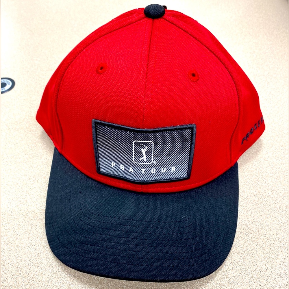 NEW PGA Tour Hat Pro Series Mesh Golf Hat Red & Black Adult Cap